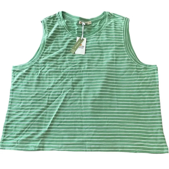 NWT Marine Layer Lydia Textured Stripe Tank Jade Sheen Size Extra Large Bohemian - Picture 2 of 8